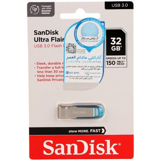 فلش مموری سن دیسک مدل CZ73 ظرفیت 32 گیگابایت با بدنه فلزی، رابط USB 3.0 و سرعت انتقال 150 مگابایت بر ثانیه، سازگار با ویندوز و مک و مناسب موبایل، تبلت، لپتاپ و تلویزیون