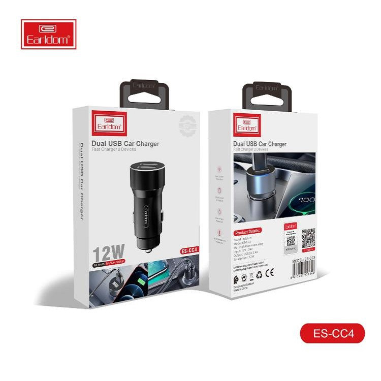 شارژر فندکی ارلدام مدل ES-CC4 به همراه کابل تبدیل microUSB/ لایتنینگ/ USB-C