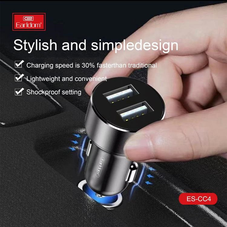 شارژر فندکی ارلدام مدل ES-CC4 به همراه کابل تبدیل microUSB/ لایتنینگ/ USB-C