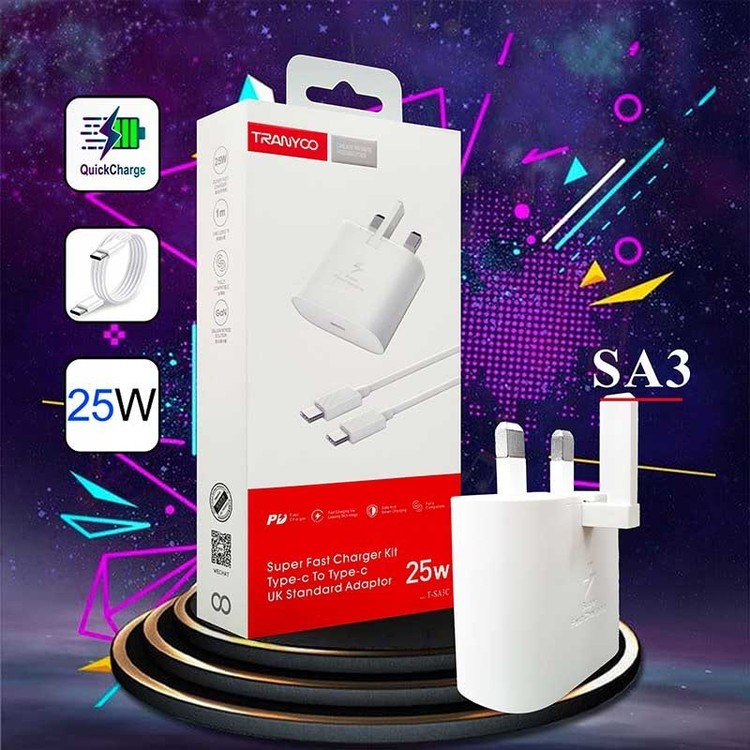 شارژر دیواری سوپر فست 25 وات ترانیو Tranyoo T-SA3C با کابل دوسر تایپ سی