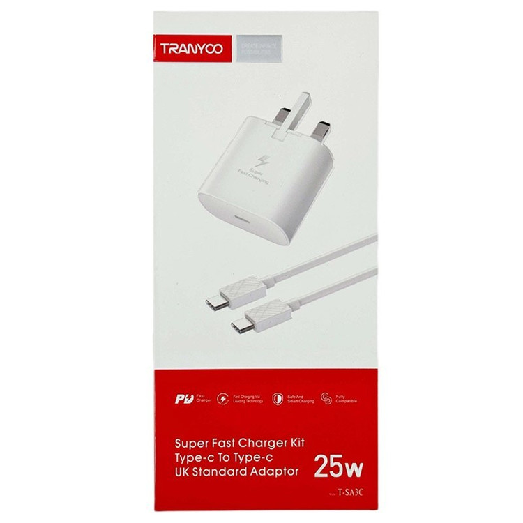 شارژر دیواری سوپر فست 25 وات ترانیو Tranyoo T-SA3C با کابل دوسر تایپ سی