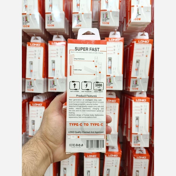 کابل شارژ دو سر تایپ سی سوپر فست شارژ LDNIO مدل LS-575