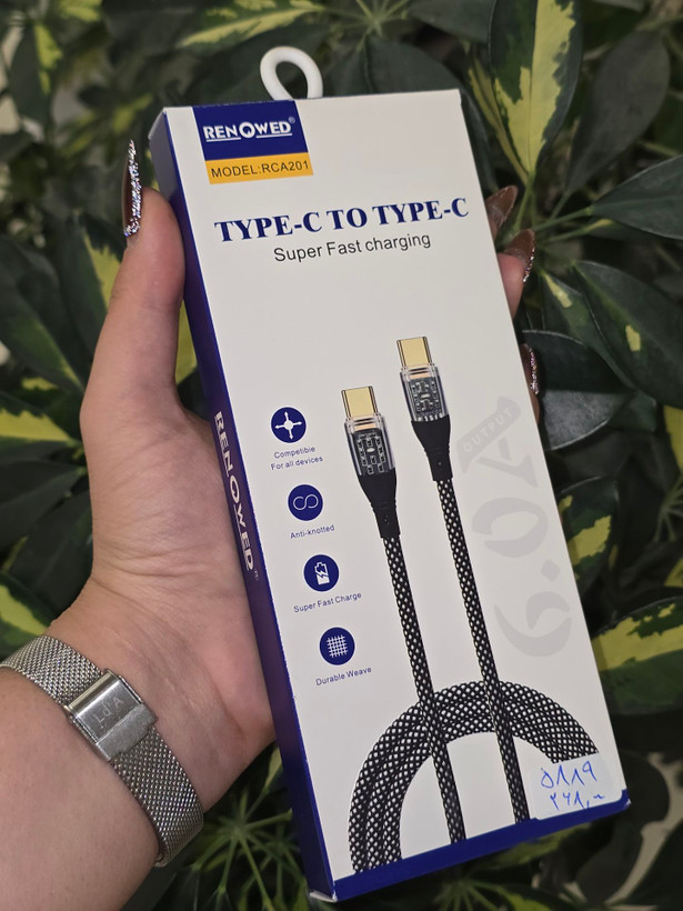 کابل شارژ سریع Type-C به Type-C رنوود مدل RCA201
